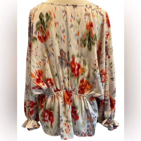 Entro Orange and Cream Floral Blouse - Picture 5 of 7